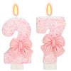 ElekFX 27th Birthday Candles for Cake, Pink Bow Number Cake Candles, 2.76 inch Number Happy Birthday Candle, Cake Topper Decorat