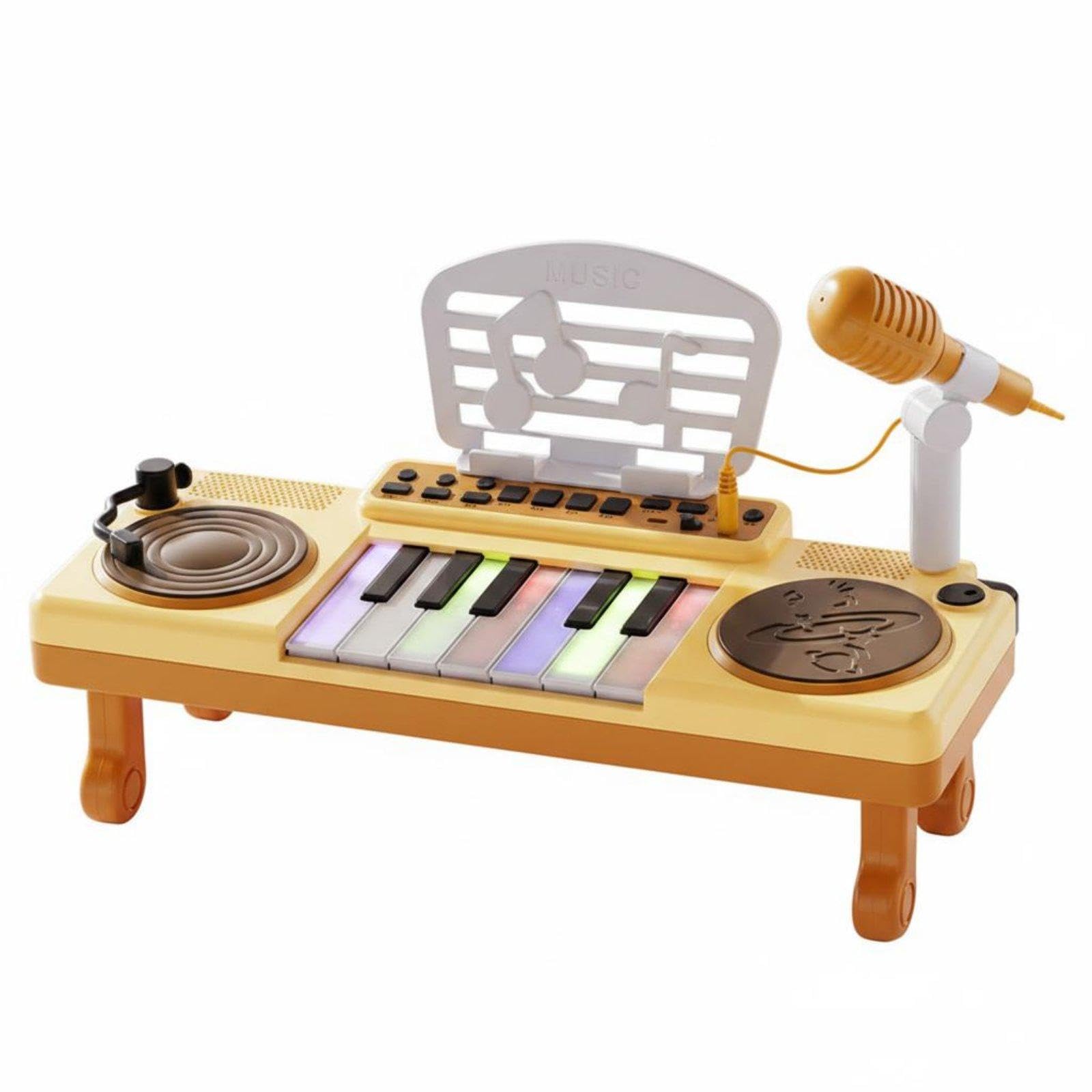 MeadawgsDj Mixer Board Early Learning MusicMixing Keyboard MultiFunction ChildrenS Turntable Toy For Kids, Young Children, In