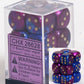 Chessex Dice d6 Sets: Gemini Blue & Purple with Gold - 16mm Six Sided Die (12) Block of Dice