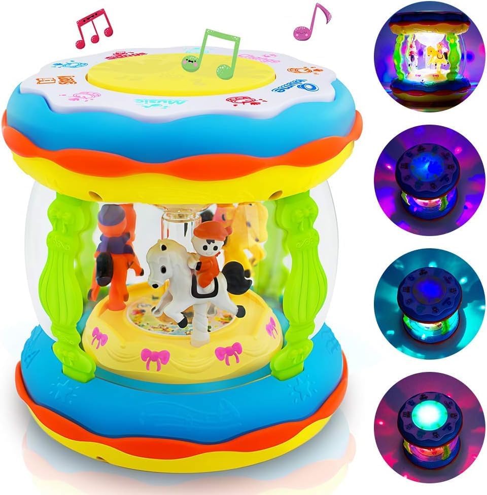 Samip Babies And Toddlers Musical Drum Toys With Lights, Infants And Kids Musical And Educational Toys For 1 2 3 4 5 Year Old Bo