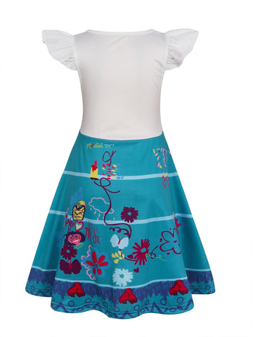 Sukyfecde Mirabel Dress For Toddler Girls Princess Costume Birthday Halloween Dress Up Role Play Outfits 5T White