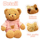 Galatee Cute Teddy Bear Plush Stuffed Animal, Teddy Bear With Coffee Hoodie, Gifts For Children(19.6' Pink)