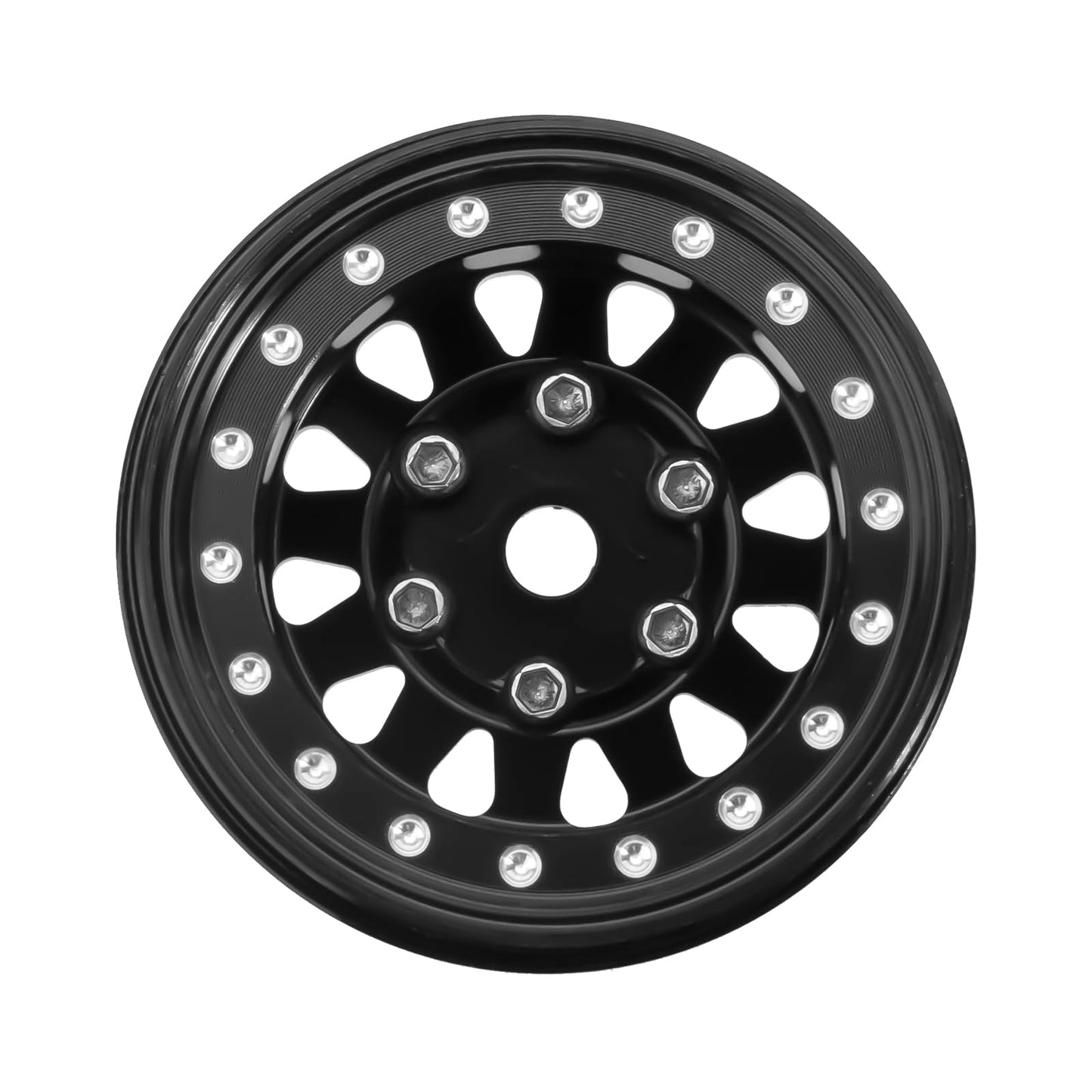 INJORA 1.0 Beadlock Wheel CNC Aluminum Wheel Rims for TRX4M Axial AX24 SCX24 FMS FCX24 1/18 1/24 RC Crawler Car(Black)