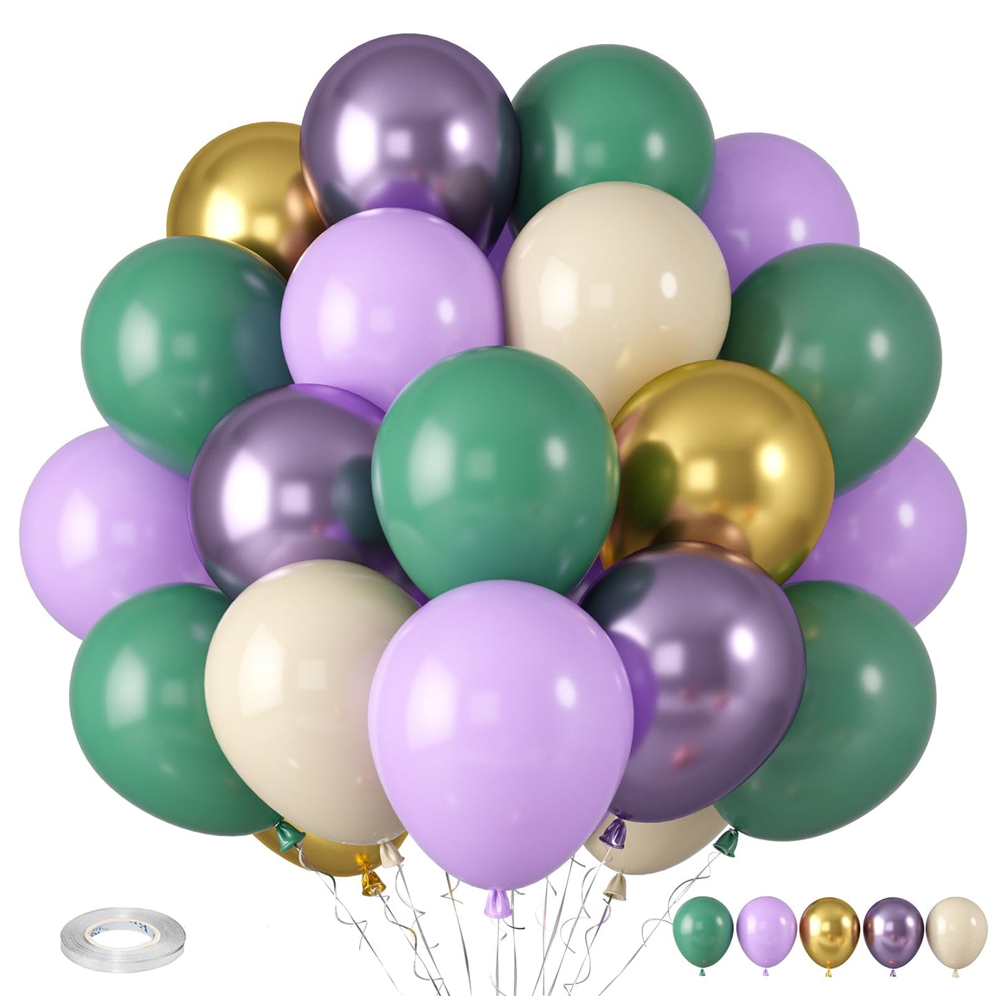 Purple And Sage Green Balloons, Purple Lavender Sage Balloon Cream White Gold Balloons Light Purple Balloons, Metallic Purple Go