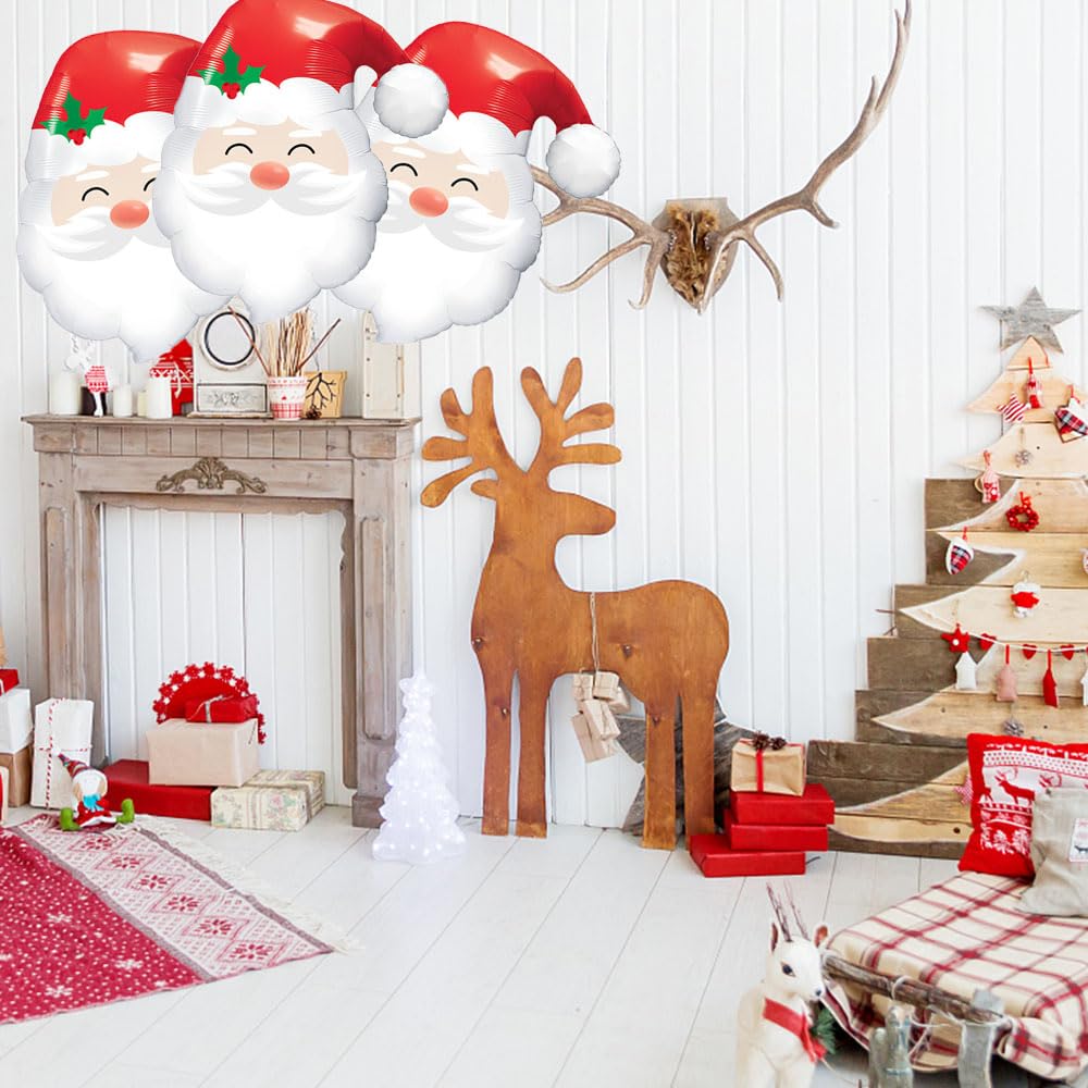 Hadckja Santa Claus Balloons Christmas Balloons Santa Claus Head Foil Balloons For Christmas-Themed Party Birthday Party Supplie