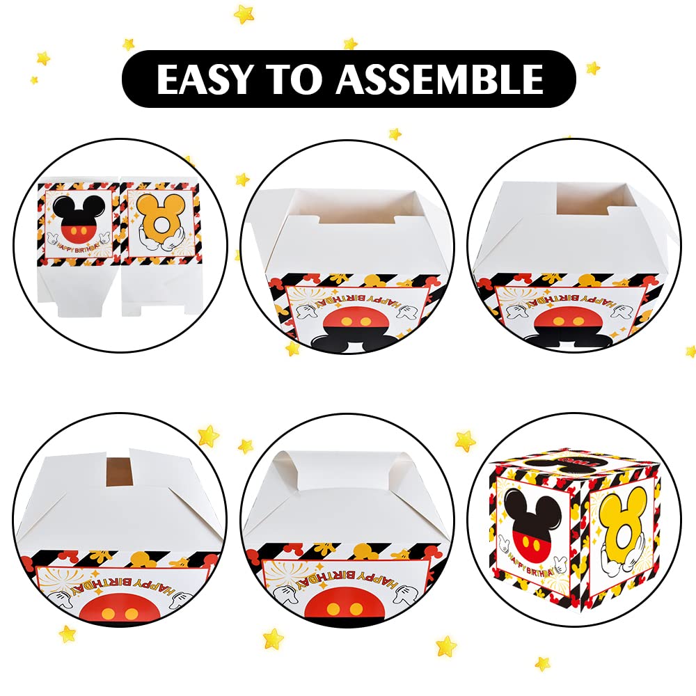 Toniful Mouse 2Nd Birthday Party Supplies Red Yellow Black Balloon Box With Letters, Red Mouse Theme Two Years Old Birthday Part