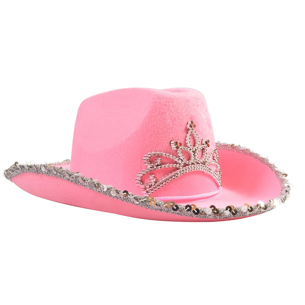 Funny Party Hats - Pink Cowgirl Hat - Childrens Cowgirl Costume Hat -Girls Cowboy Hat -Light Up Blinking Crown Tiara