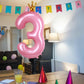 40 Inch Crown Pink Number 3 Balloon, Big Conjoined Baby Pink Foil Mylar Helium 3 Balloon For Girls 3Rd Birthday Party Decoration
