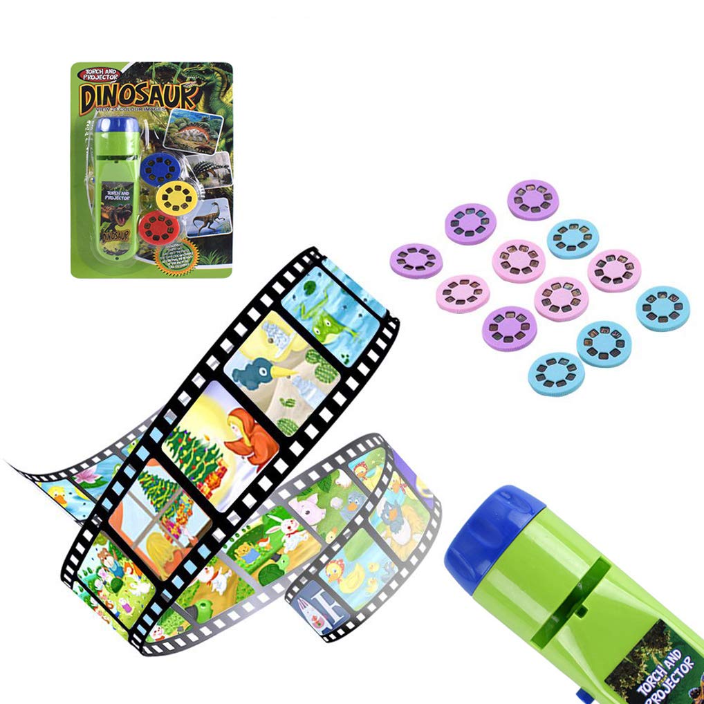 Wenosda Slide Projector Torch Projection Light Small Torches Lamp Flashlight Educational Learning Bedtime Night Light For Child,Kids,Infant,Toddler,Children (48 Images,2Set, Dinosaur +Sea World)