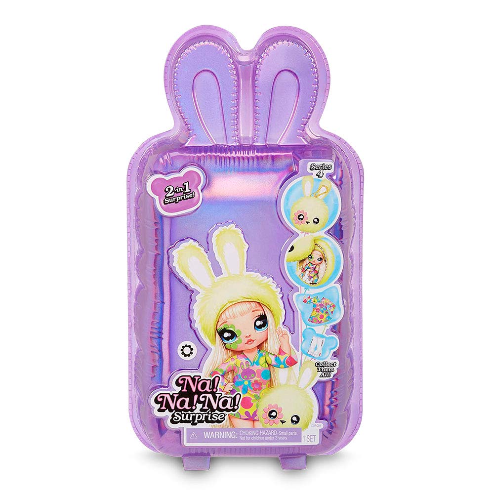 Na! Na! Surprise, 2-in-1 Pom Doll with 10 cm Soft Toy and 20 cm Soft Doll Soft Toy Keychain and Fashion Outfits, Random Models t