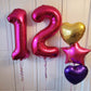 BBPOOL Hot Pink 40 Inch Number 12 Balloon - Large Aluminum Foil for Birthday Party & Anniversary Decorations
