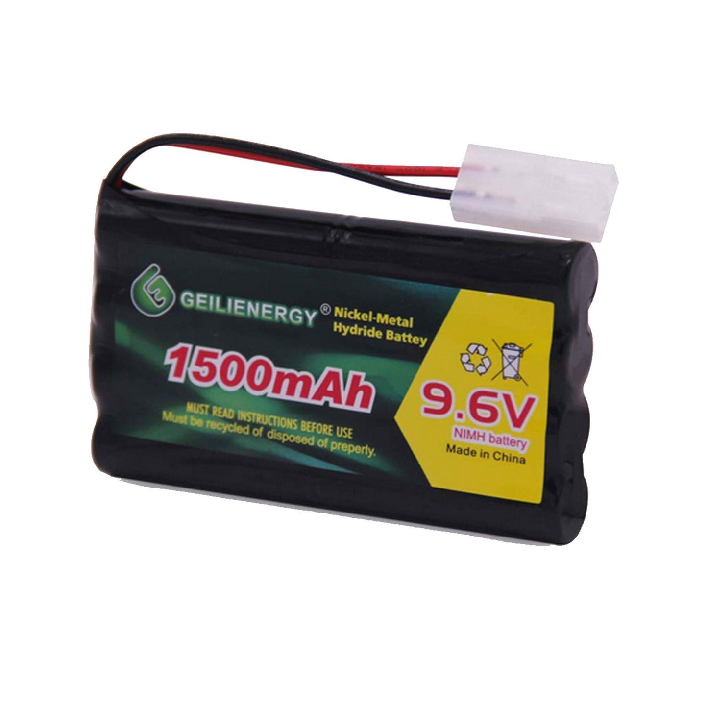 GEILIENERGY 9.6V NI-MH Rechargeable Battery Pack with Standard Tamiya Connector for RC Car, Robots and OTC Genisys 239180 & EVO