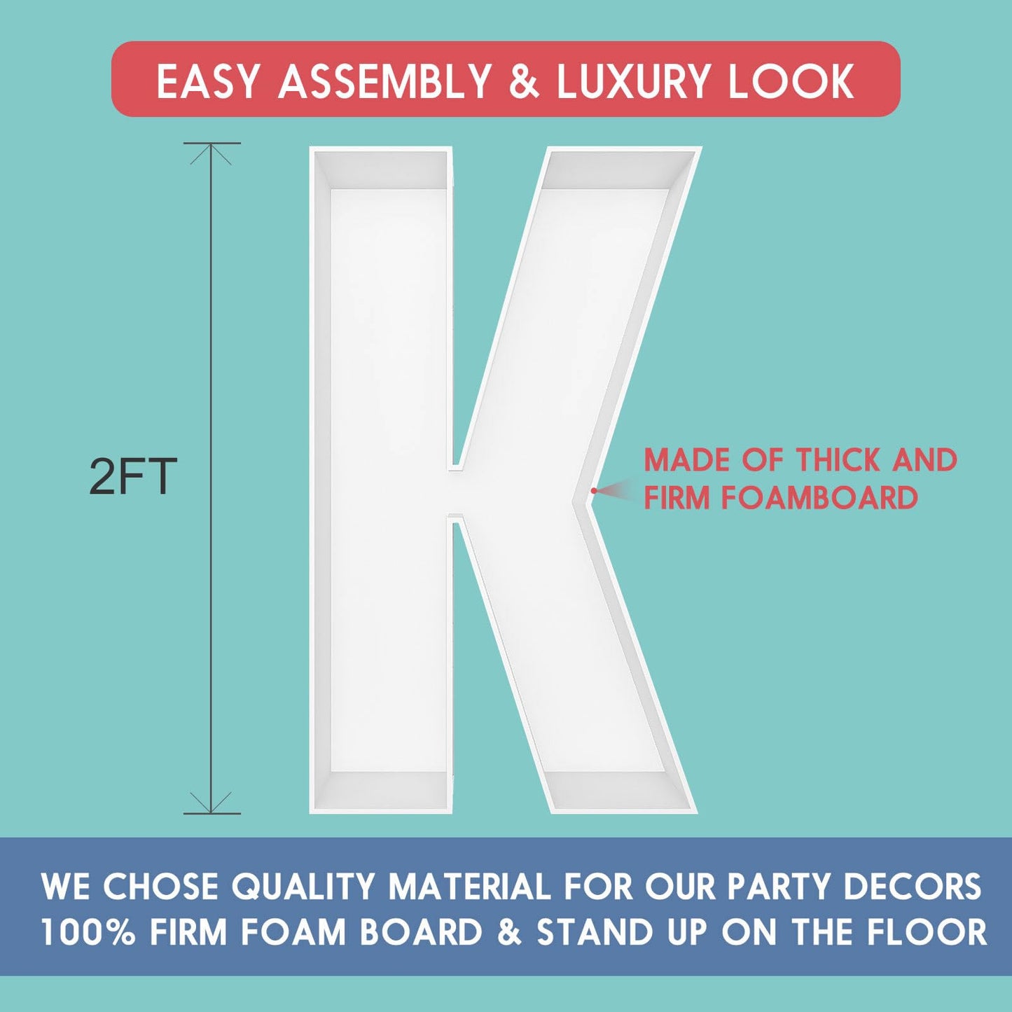 JW Passion 2FT Letter K Mosaic Balloon Frame - Fillable Letters Kit for Birthday Party & Wedding Decor