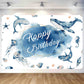 Blue Ocean Happy Birthday Backdrop Decorations Marine Animals Happy Birthday Banner Birthday Blue Ocean Photo Background For Hom