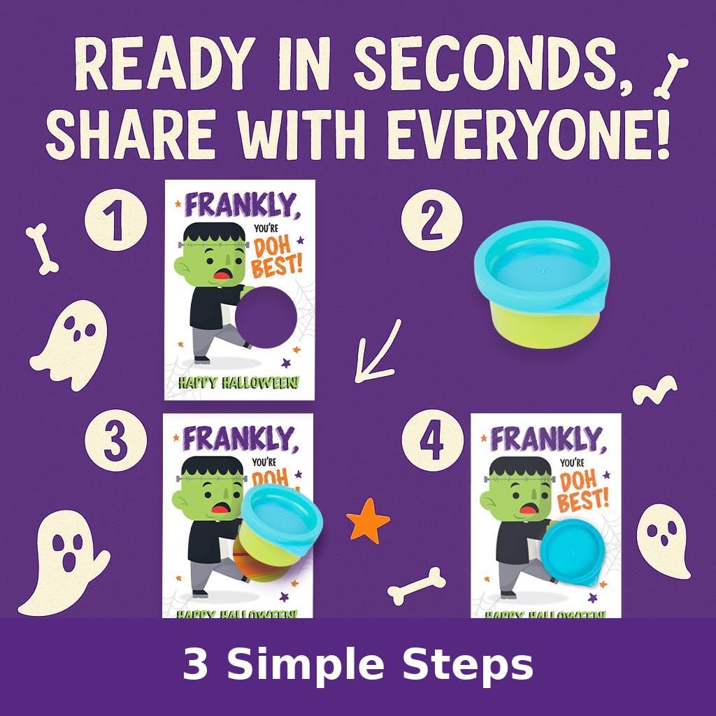 Play Dough Halloween Party Favors for Kids - 30 Pack Non-Candy Gifts with Playdough and Classroom Exchange Cards, Trick-or-Treat
