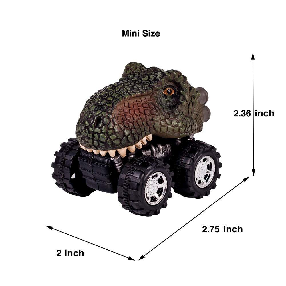 DINOBROS Dinosaur Toy Pull Back Cars 6 Pack Dinosaur Boy Toys Age 3,4,5,6,7 Dino T-Rex Games