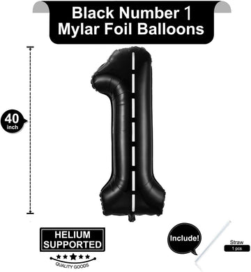 Race Car Number 1 Balloons,40 Inch Racing Car 1St Birthday Balloons Two Fast Balloon Race Track Black 1 Balloon Number For Cars Theme Birthday Party
