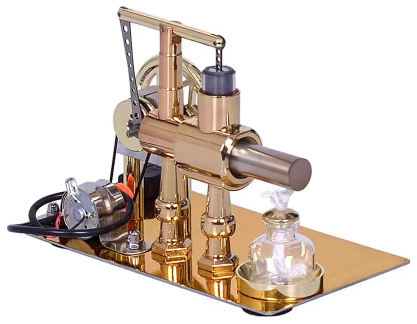 Hot Air Stirling Engine Motor Model Stirling Engine Kit  Single-Cylinder Metal Stirling Engine External Combustion Engine Motor DIY Hot Air Engine Gift of Air for mature-themeds Desktop Educational Toy (A)