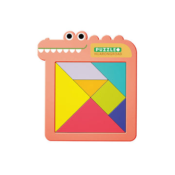 Shenhailan Tangram Puzzle For Kid, Slide Puzzle Educational Travel Game Toy For 3-5 Year Old Boys Girls (Tangram, Red) 99-1