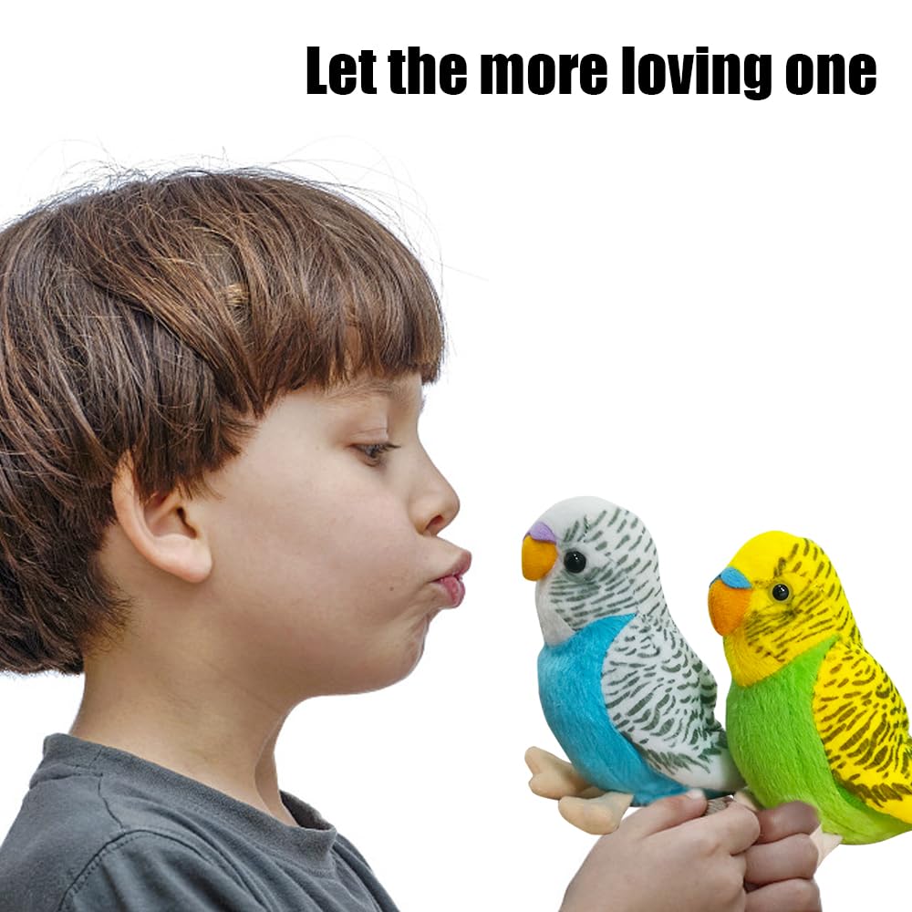 WQY GroceryShop Budgerigar Plush Toy, 5.5" Soft Cotton Parakeet, Blue and Green, Small Stuffed Animal for Kids