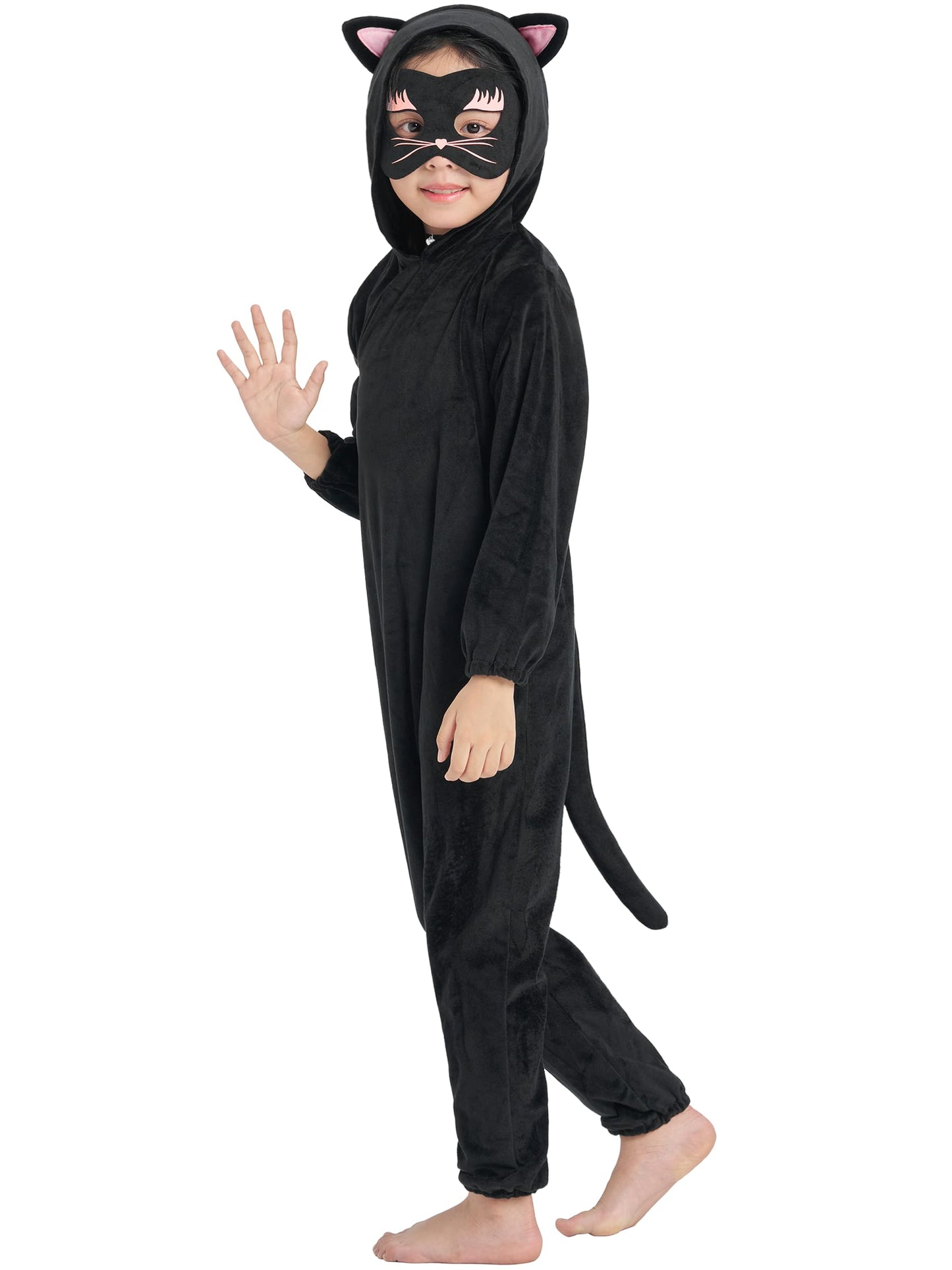 Ikali Cat Costume For Girls, Kids Toddlers Black Cat Costume With Eye Mask, Choker And Tail 8-10 Years