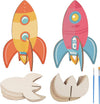 Haoser 10 Pcs 3D Wooden Rocket Craft Kit For Kids  Diy Painting Model Set For Boys & Girls, Space Theme Birthday Party Activity