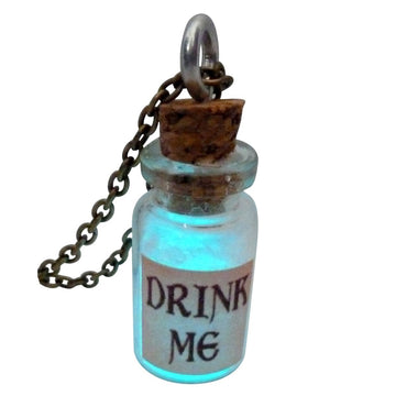 UMBRELLALABORATORY Alice in Wonderland Fairy Glow in The Dark Kawaii Necklace-Drink me handmade label sticker
