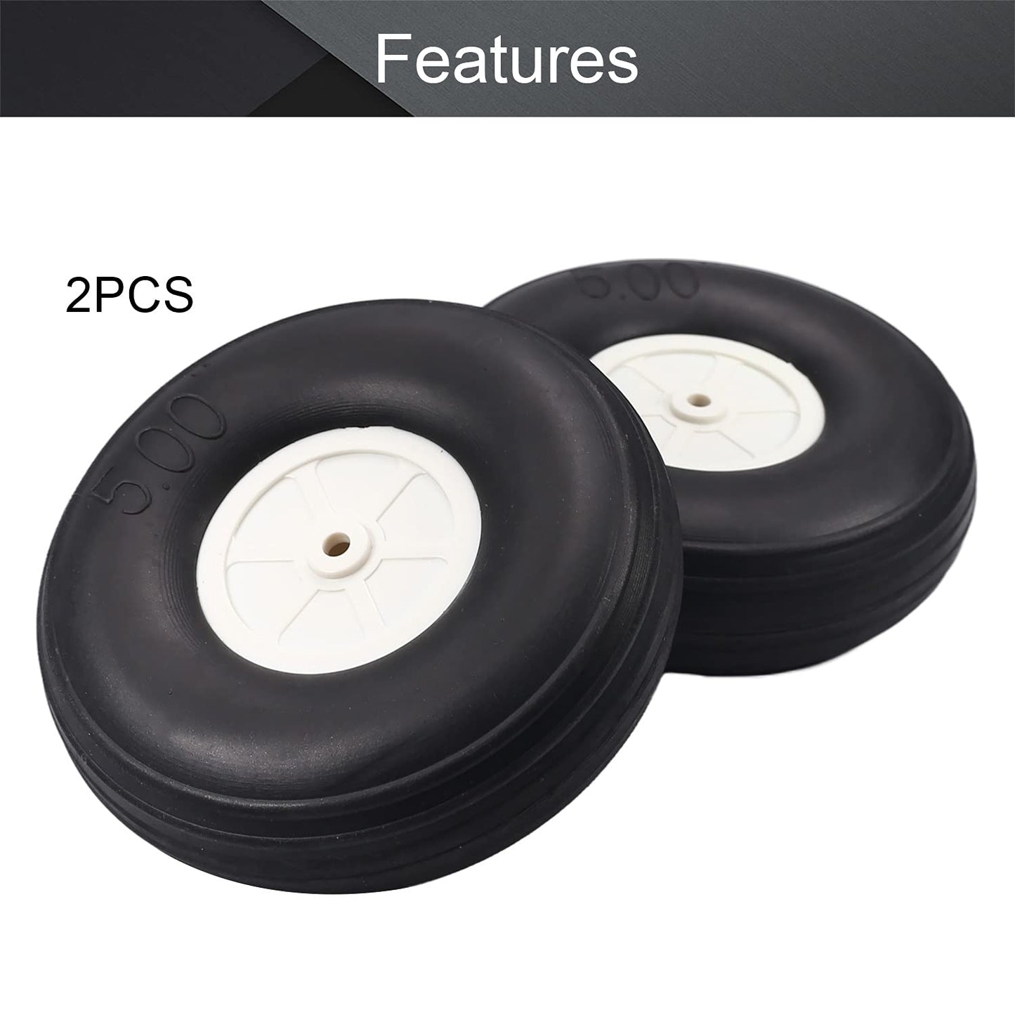 Fielect 5 inch RC Model Airplane Super Light Sponge Tire Tail Wheel Tire and Wheel Sets for RC Car Airplane PU Sponge Tire with