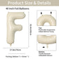 Biapian 40 Inch Letter F Balloons, Giant Cream F Foil Balloon, Big Single Alphabet A-Z Balloons, Beige Large Aluminum F Balloons