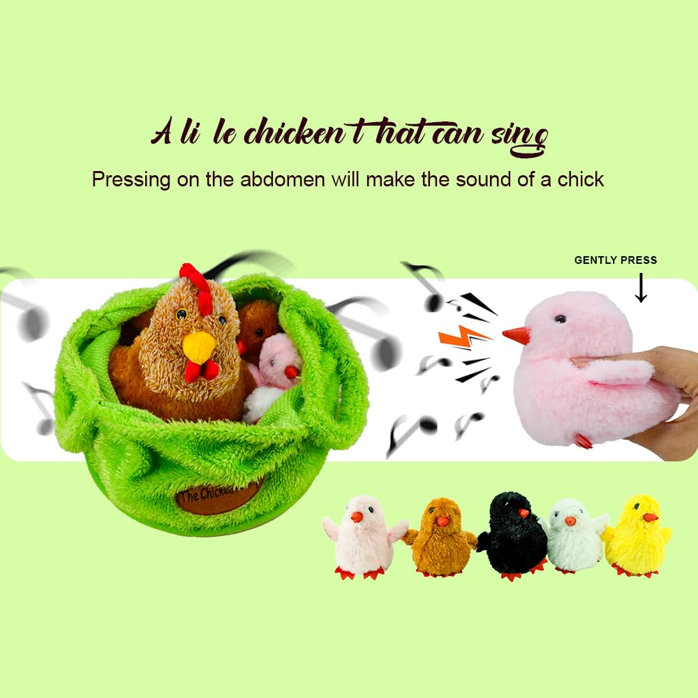 Yohaki 6 In 1 Chicken Stuffed Animal Toys With House Little Chickens Can Make Chirping Noise For Kids Boys Girls Bird Hen Plush