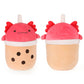 MMguai 14 inch Cute Big Axolotl Boba Tea Plush Soft Hugging Pillow Plushies,Large Red Pearl Milk Tea Stuffed Animals Toys Doll G