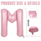40 Inch Pink Letter Balloons, Large M Letter Balloons Foil Helium Balloon, Foil Big Single Alphabet M Balloon, Pink Letters for