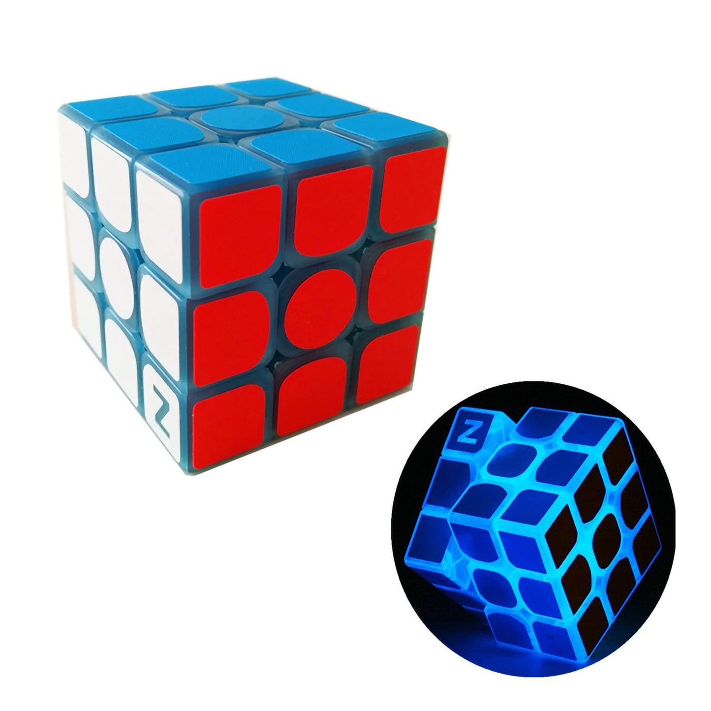 Amaza 3X3 Fluorescent Speed Cube 3X3X3 Glow In Dark Luminous Speed Cube 3 By 3 Magic Cube Puzzle Toy Brain Teasers Iq Puzzles Game Toys For Children Adults (Blue Luminous)