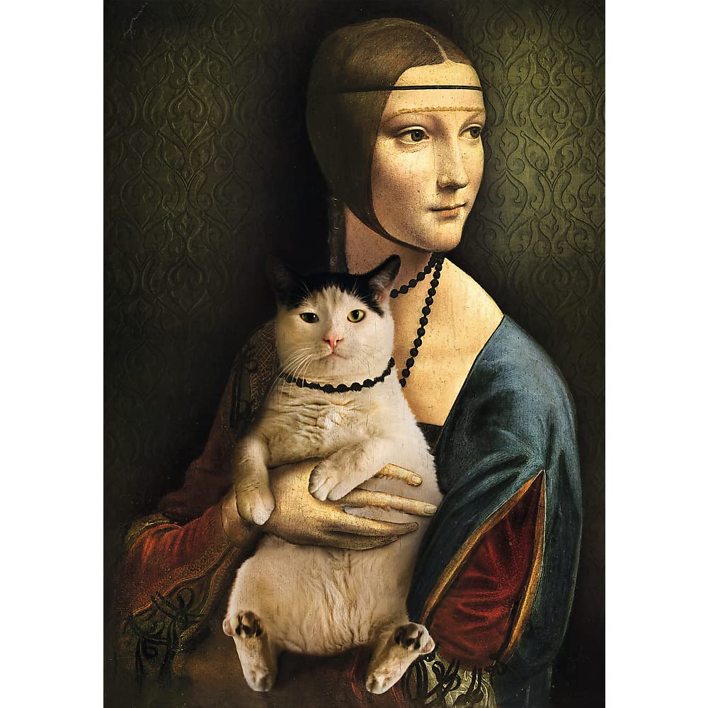 Trefl Mona Lisa And Purring Kitty 1000 Piece Jigsaw Puzzle Red 27'X19' Print, Diy Puzzle, Creative Fun, Classic Puzzle For Adults And Children From 12 Years Old