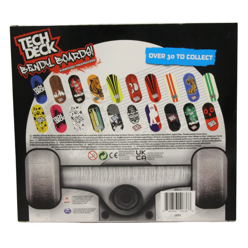 Tech Deck Bendy Boards 5 Piece Set, Rubberized Fingerboards With Working Wheels To Use As Collectible Mini Skateboard Erasers