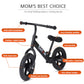 Birtech Balance Bike for Kids, 12" Carbon-Steel, Black, Adjustable Seat Height, No Pedal, Airless Tire, for Ages 2-5