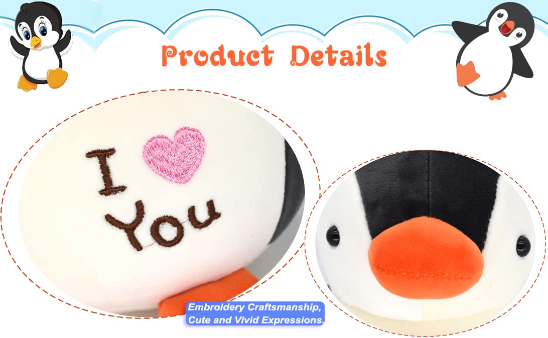 HWD 8.7" Soft Stuffed Penguin Doll, Black Plush Toy for Kids, Birthday & Christmas Gift, Model H-QE-0102