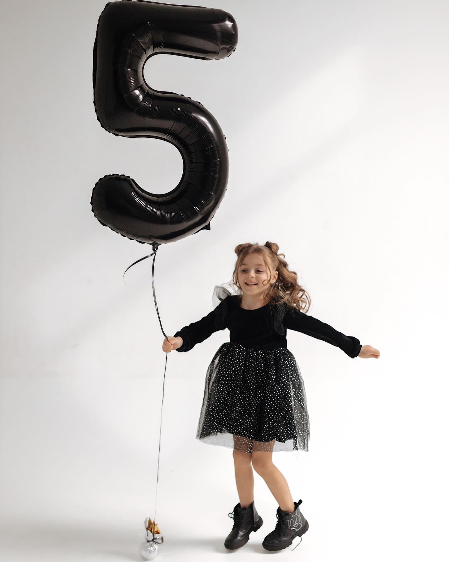 Black Number 5 Balloon 40 Inch, 5 Balloon Number, 5Th Birthday Decorations, Black Party Supplies For Boys Girls