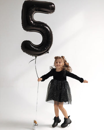 Black Number 5 Balloon 40 Inch, 5 Balloon Number, 5Th Birthday Decorations, Black Party Supplies For Boys Girls