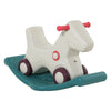 Qaba Kids 2 In 1 Rocking Horse & Sliding Car For Indoor & Outdoor Use W/Detachable Base, Wheels, Smooth Materials, Grey And Green