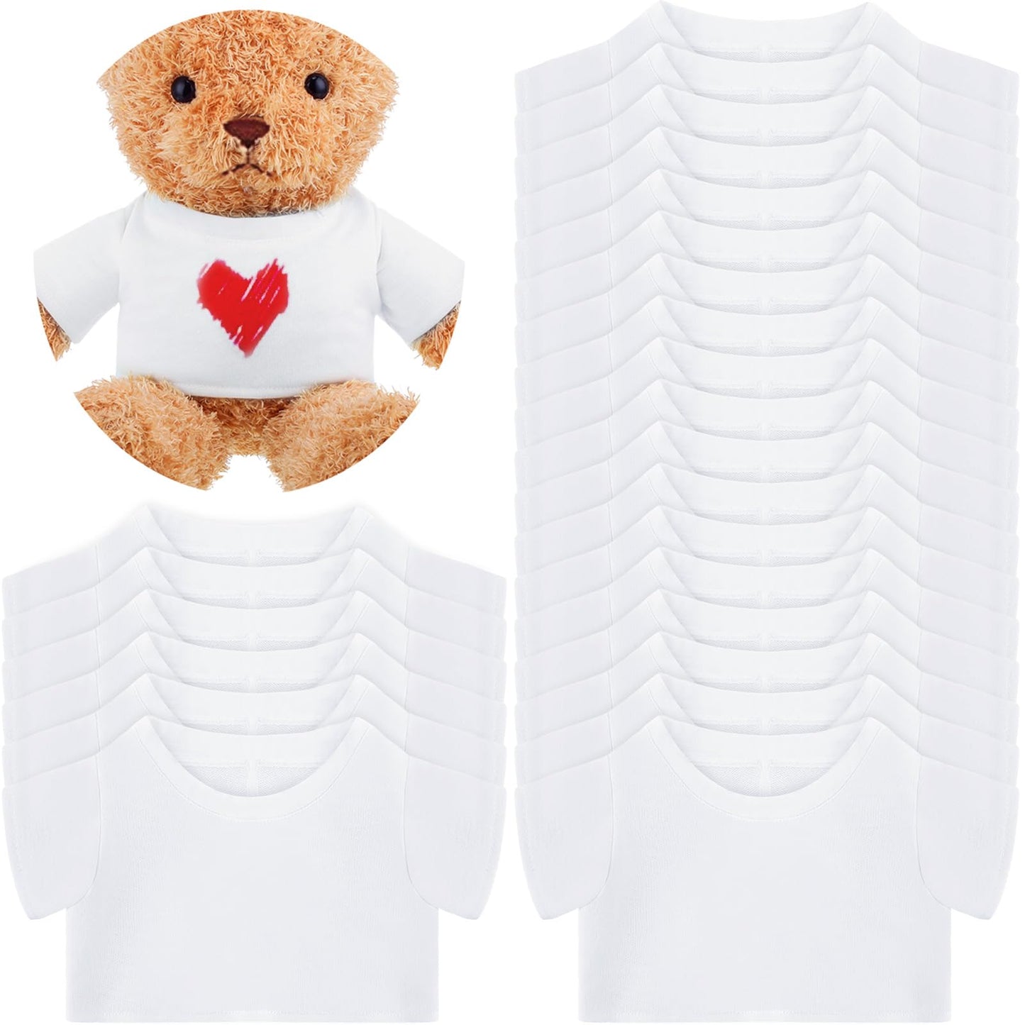 Litherr S 24 Pcs Stuffed Bear Clothes Bulk Sublimation Blank Stuffed Animal Shirt Plush Bear T Shirt Classic Bear Tee Shirt Fit 14-18 Inches Stuffed Dolls
