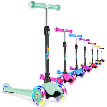 Beleev A1 Scooter For Kids Ages 2-6, 3 Wheel Scooter For Toddlers Girls Boys, Pu Light-Up Wheels, 4 Adjustable Height, Lean To Steer, Non-Slip Deck, Three Wheel Kick Scooter For Children (Mint Green)
