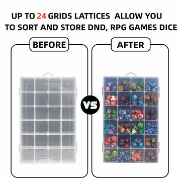 2 Pack DND Dice Storage Box Each 24 Grids Polyhedral Dice Organizer with Removable Dividers Holding Up To 1600 Dices Small Craft