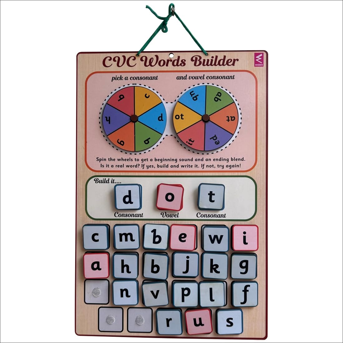 Wooden Cvc Word Builder Game For Kids | Board Puzzle Game For Kids, Learning Activity And Educational Brain Teaser Toy For 3 4 5