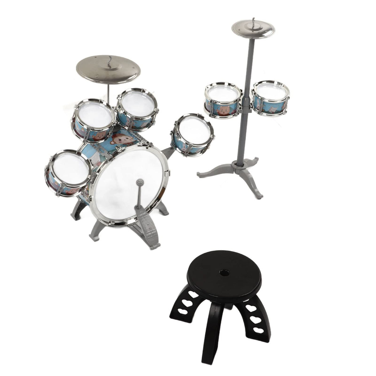 Child Drum Kit, 7 Drums Compact Kids Jazz Drum Set For 3 Years Old Above For Beginner