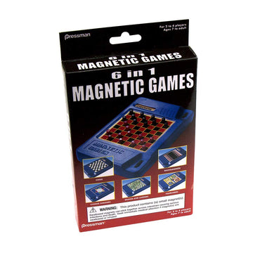 Pressman 6-In-1 Travel Magnetic Games - Turn A Knob And A New Game Appears Multi Color ,5'