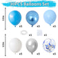 Blue Silver White Confetti Balloons Kit, Light Blue Metallic Blue Pastel Blue And Pearl Silver Birthday Balloons, Blue Silver Co