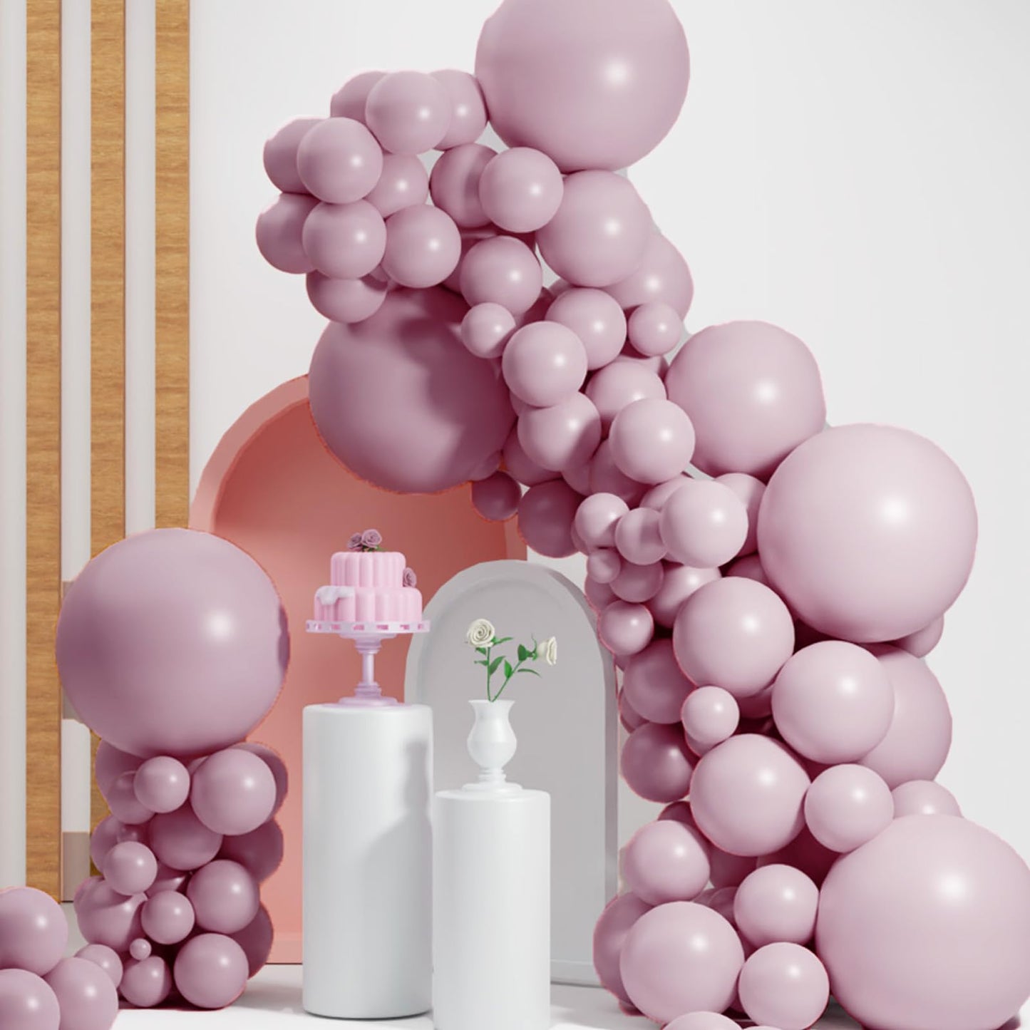 Pink Purple Balloons Different Sizes,Double Stuffed Pink Purple Balloon Arch,18/12/10/5 Inch Pastel Double Pink Balloons Garland