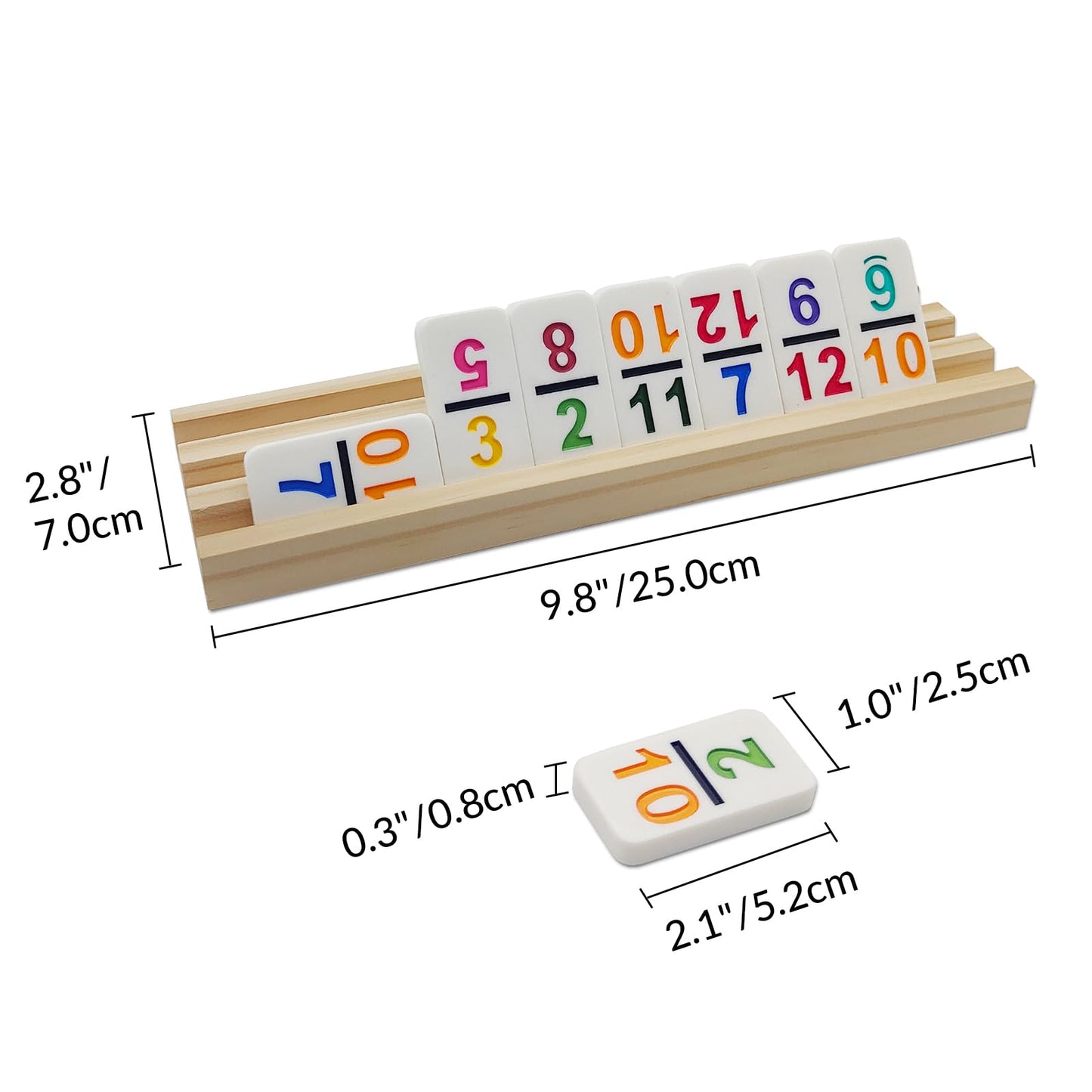 Mexican Train Dominoes Set With Numbers And 8 Wooden Racks, Double 12 Domino Travel Set With Wooden Hub, 91 Colored Domino Tiles