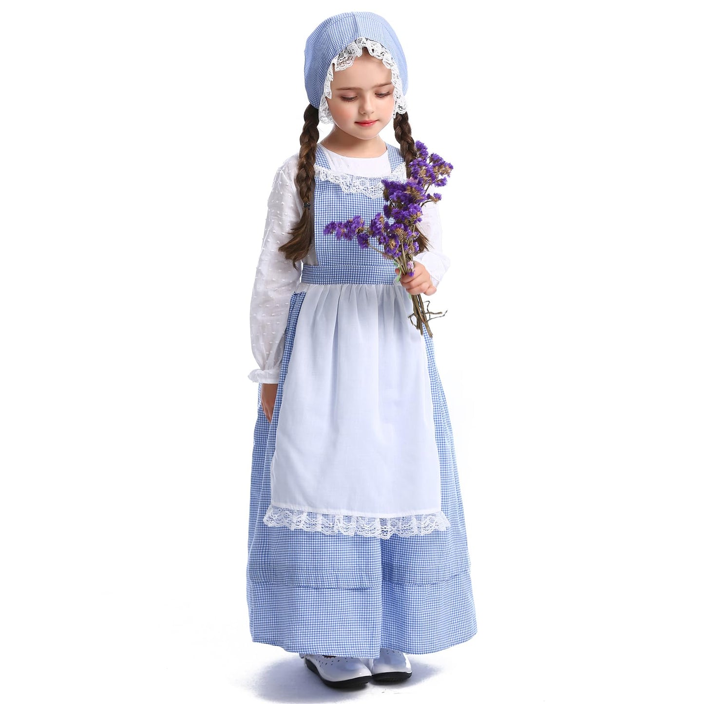 Pioneer Girl Costume Colonial Outfits Colonial Costume Girls Pioneer Dresses For Girls Colonial Prairie Blue Dress Long Sleeve C